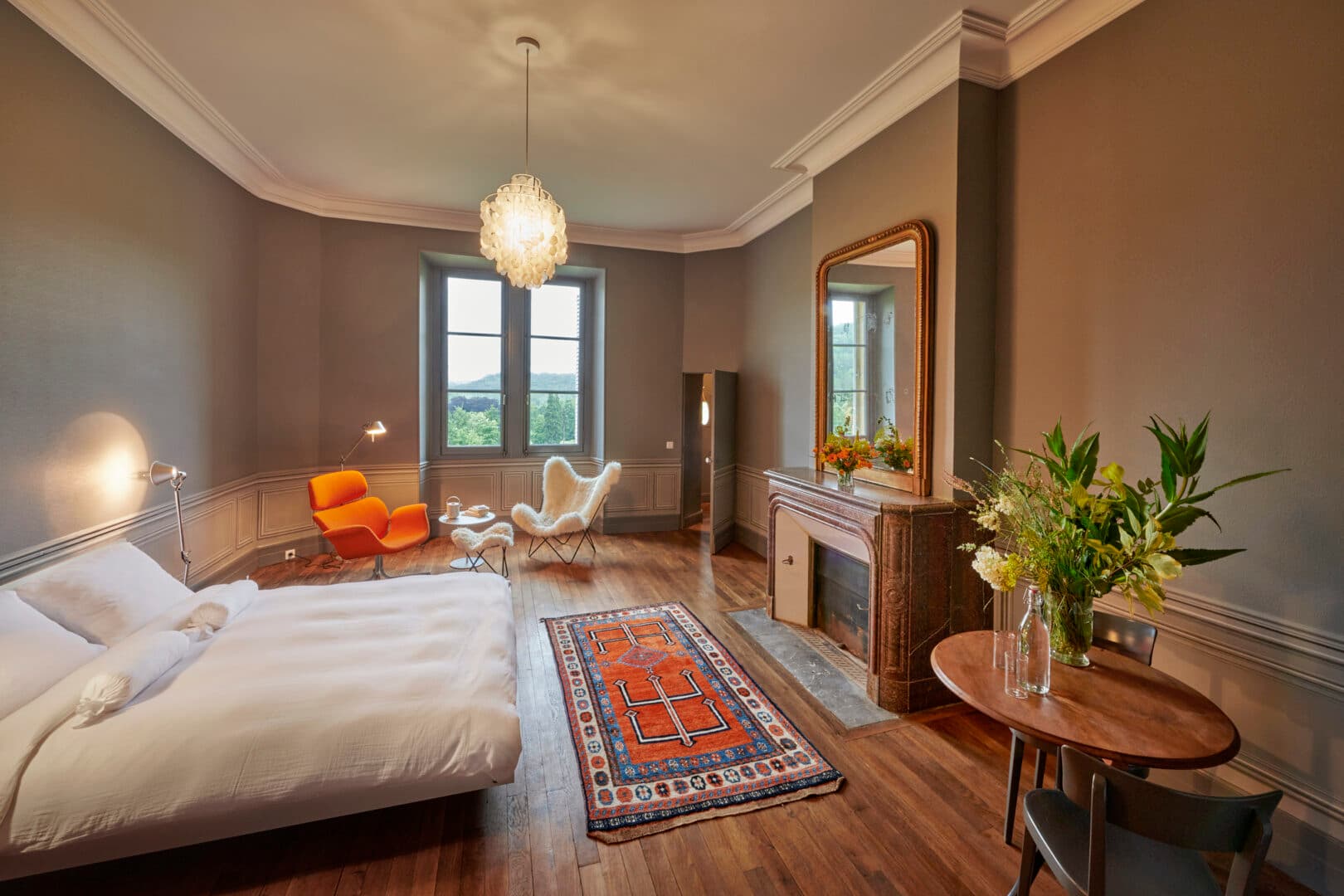 A restored bedroom inside the castle