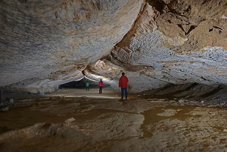 Limestone columns inside the sacred cave